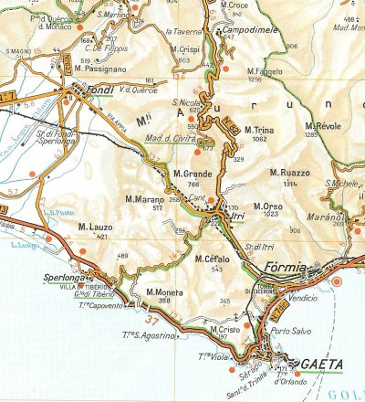 Mappa del percorso
della tappa Formia-Fondi
(64274 bytes)